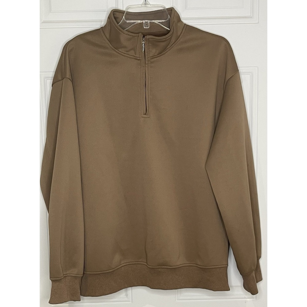 Dazy Men's Large L Casual Brown 1/4 Zip Drop Shoulder Sweatshirt NWOT